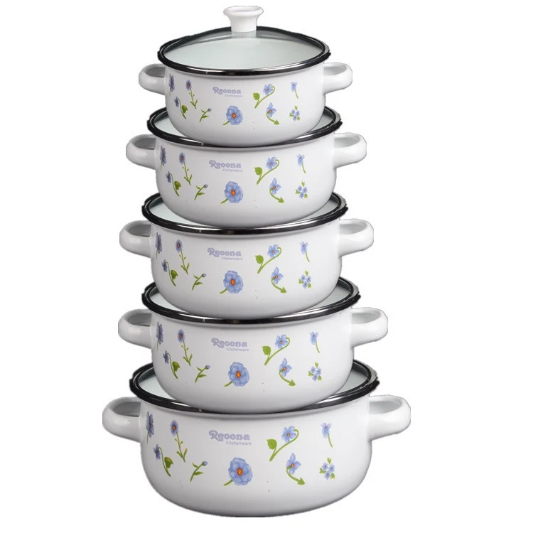 Emaillierter Topf mit Glasdeckel, 2,1–3 L