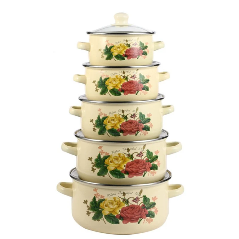 Emaillierter Topf mit Glasdeckel, 2,1–3 L