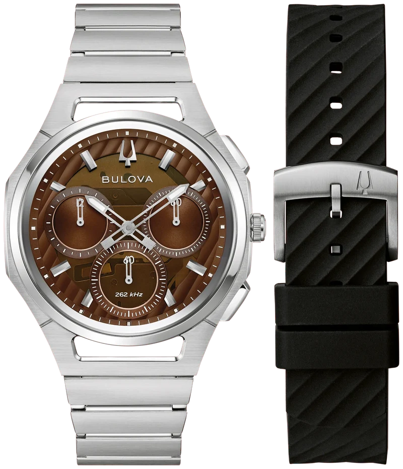 Bulova CURV 10th Anniversary Edition 96K117 Herrenuhr Braun • Gebogenes Saphirglas • Hochpräzises Quarzwerk