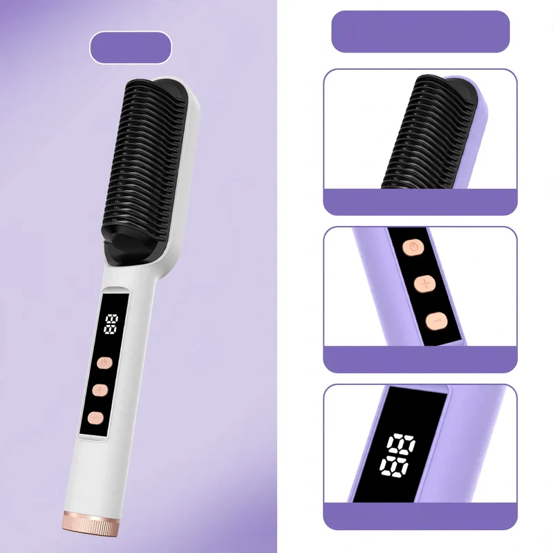 Digitale Haarglätterbürste mit Keramik, 5 Temperaturstufen