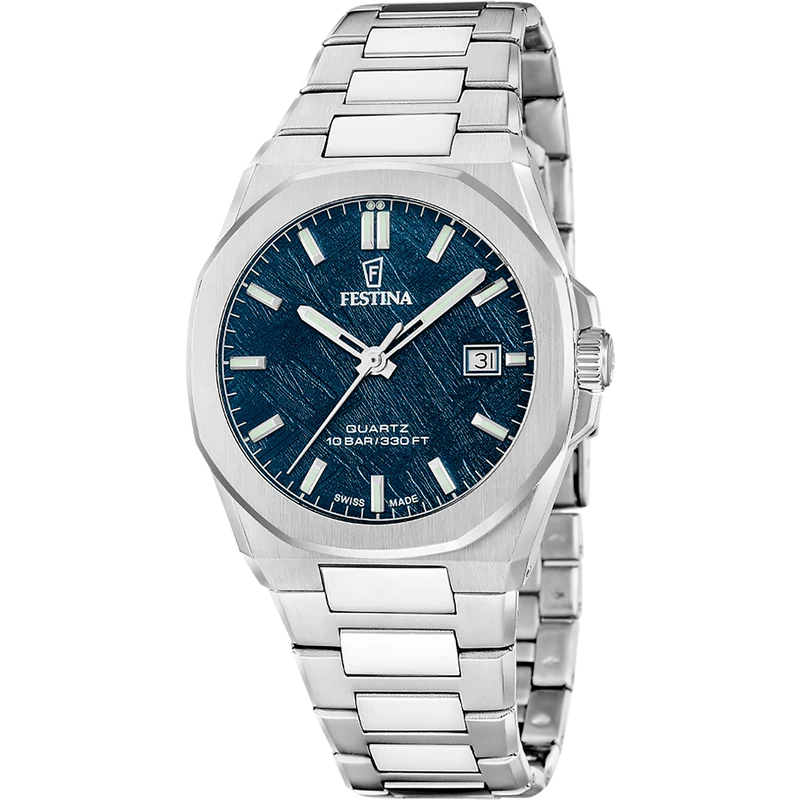 Festina F20100/4 Herrenuhr Stahl/Blau • Saphirglas • Swiss Made