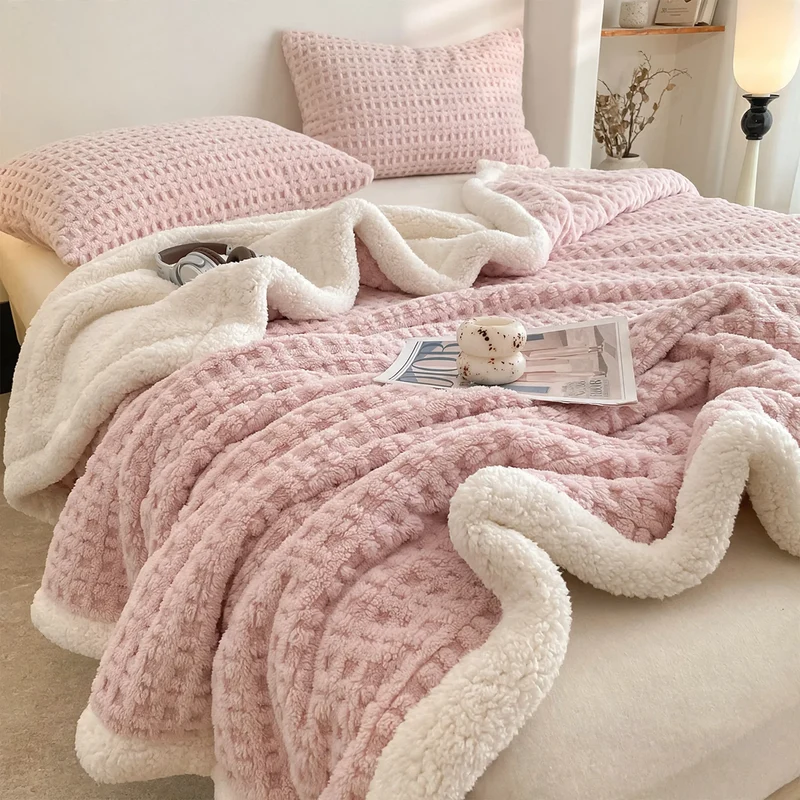Doppellagige Waffelpique-Fleece-Decke, 1000–1500 g