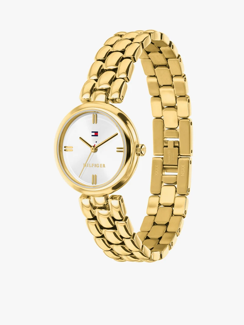 Tommy Hilfiger Annie 1782928 Damen Armbanduhr Gold • Japanisches Quarzwerk • Bubble-Link-Armband
