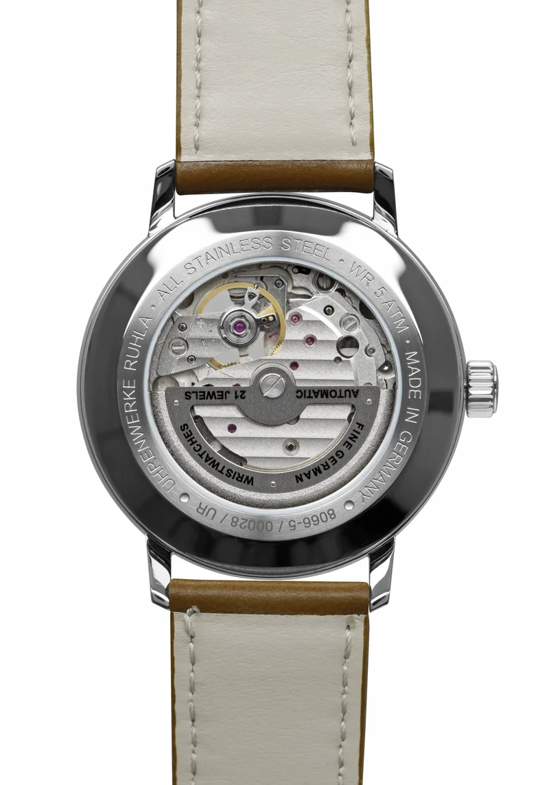 Zeppelin Hindenburg 8066-5 Herren Armbanduhr Beige • Automatikwerk Open Heart • Nachhaltiges BioVeg-Armband