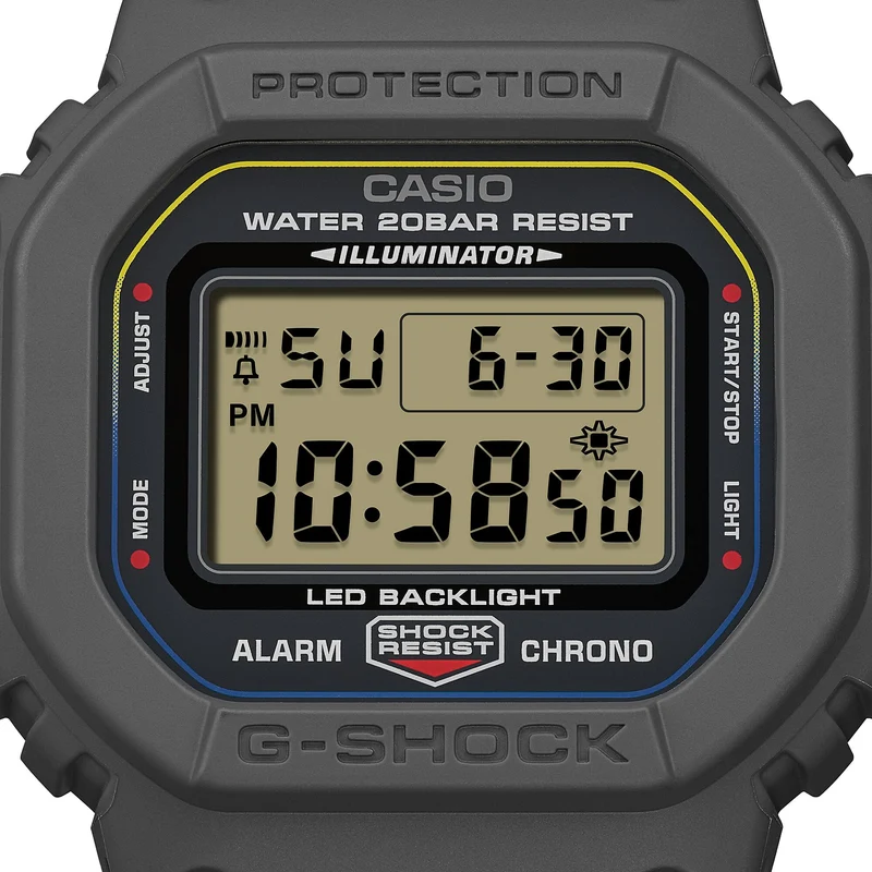 Casio DW-5600MNC-8A2ER G-Shock Origin Armbanduhr Anthrazit/Blau • FIDLOCK® Magnetschließe • Biobasiertes Resin