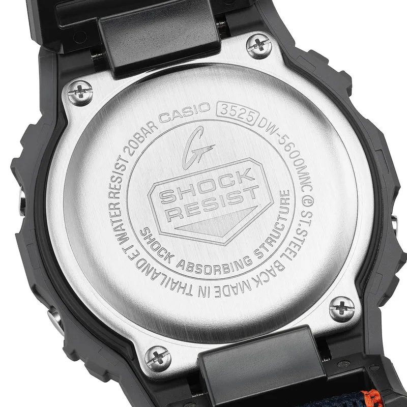 Casio DW-5600MNC-8A2ER G-Shock Origin Armbanduhr Anthrazit/Blau • FIDLOCK® Magnetschließe • Biobasiertes Resin