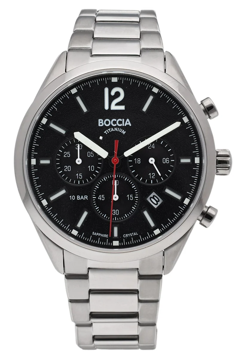 Boccia 3732-01 Herren Armbanduhr Anthrazit • Saphirglas • Titan-Chronograph