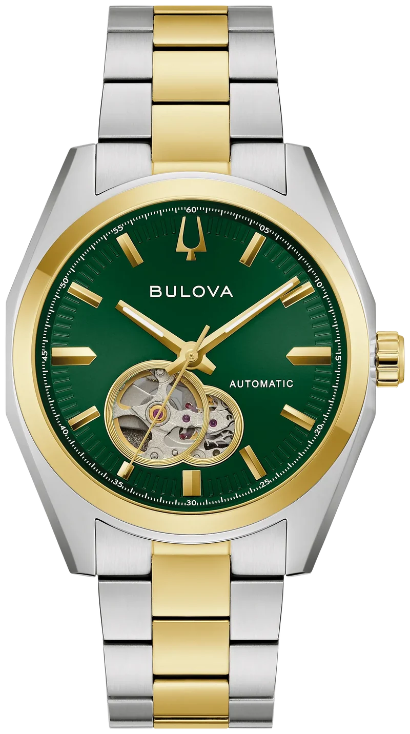 Bulova Surveyor 98A338 Herrenuhr Grün • Automatikwerk mit Sichtboden • Saphirglas