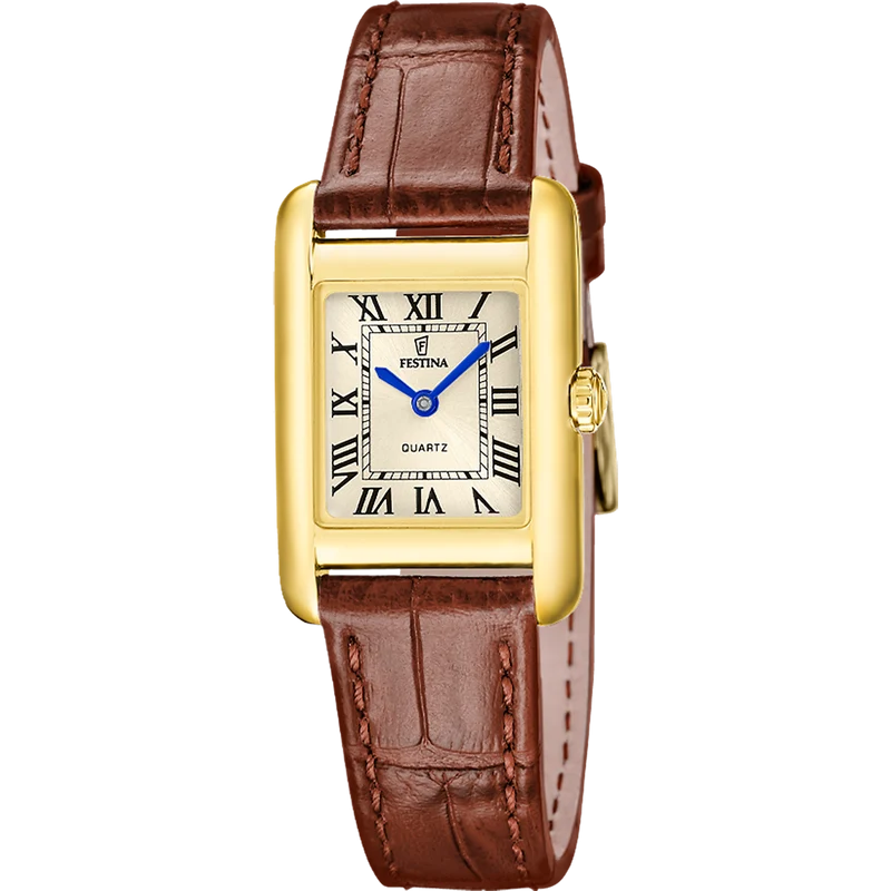 Festina On The Square F20774/2 Damenuhr • Lederarmband • Rechteckiges Gehäuse