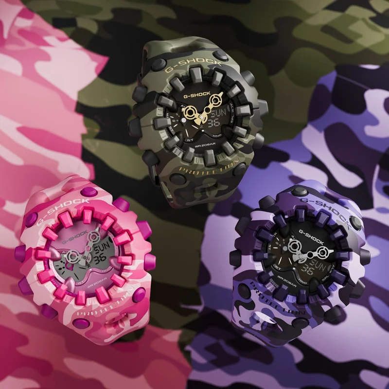 Casio G-Shock GA-V01CMG-6AER Unisex Armbanduhr • Bold Camo Tarnmuster • Stoßfest & 20 bar wasserdicht