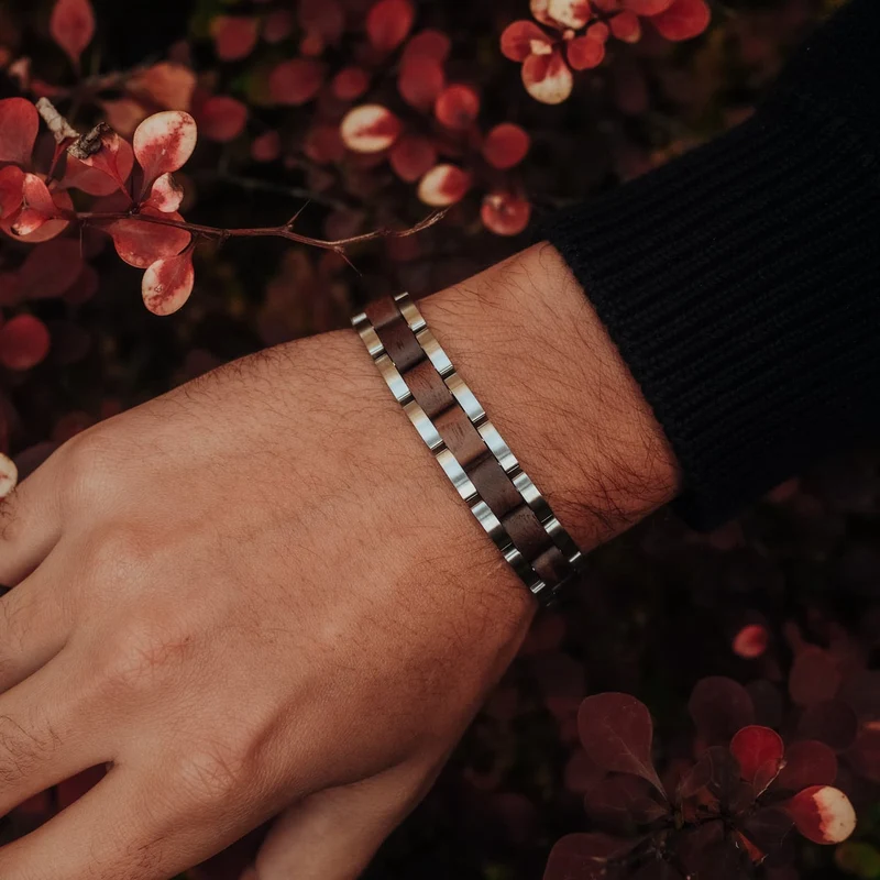 Holzkern Askja Herrenuhr • Naturholz & Marmor • Dual Time Quarzwerk