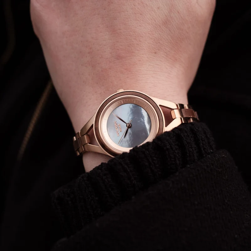 Holzkern Askja Herrenuhr • Naturholz & Marmor • Dual Time Quarzwerk