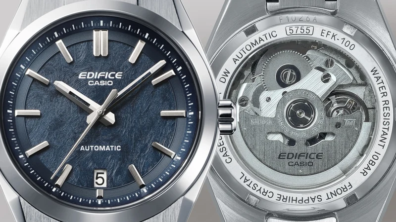 Casio Edifice EFK-100D-2AER Herrenuhr Blau • Automatikwerk mit Sichtboden • Saphirglas