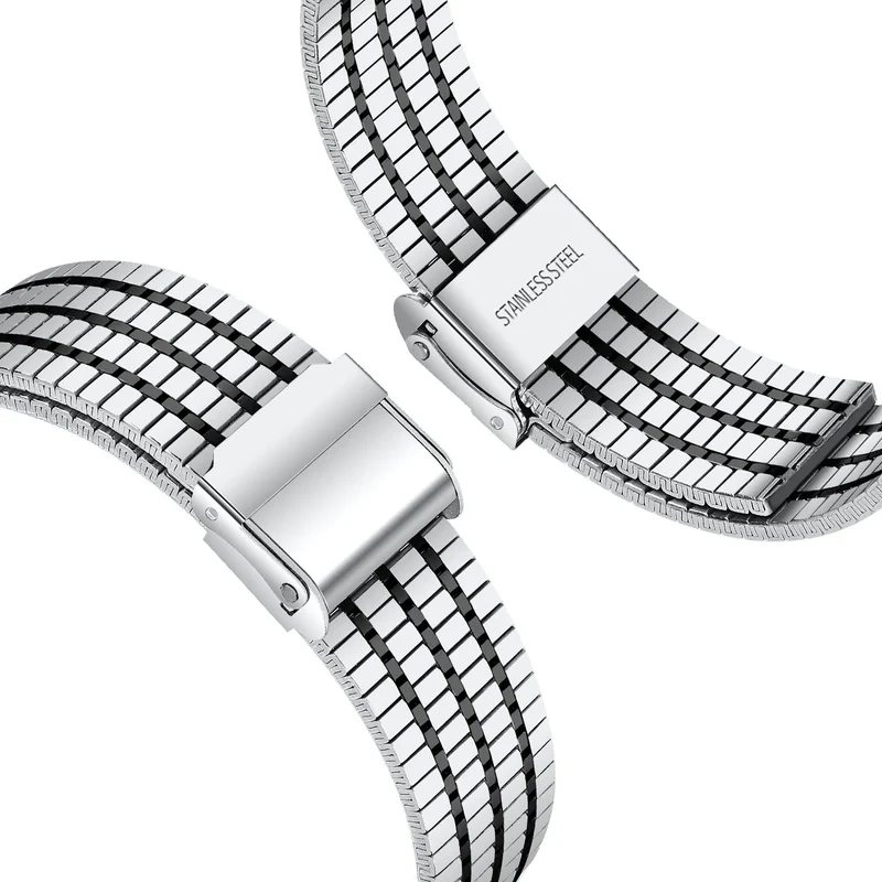 Motorola Moto Watch Ultra Feines Stahlarmband (Silber/Schwarz)