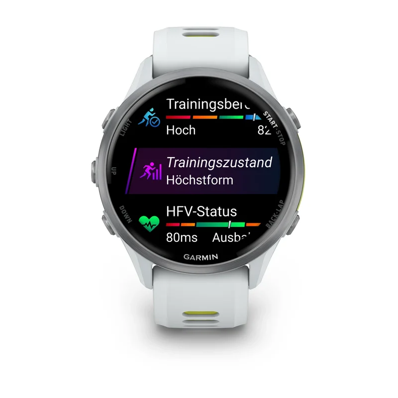 Garmin Forerunner 970 Steinweiss/Titanium Titan mit Silikon-Wechselarmband