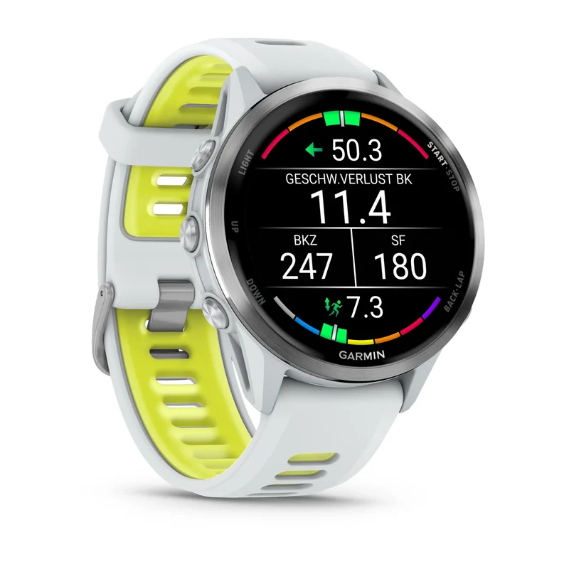 Garmin Forerunner 970 Steinweiss/Titanium Titan mit Silikon-Wechselarmband