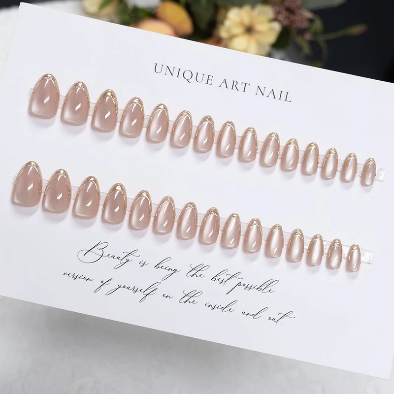 Elegante Französische Tip Gel Press-On Nägel