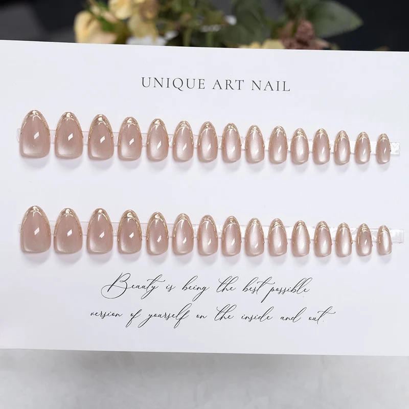 Elegante Französische Tip Gel Press-On Nägel