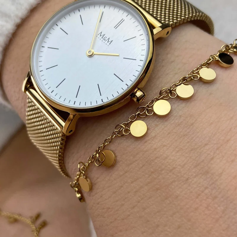 M&M Plättchen Armband Fine Line Gold | Modell 444
