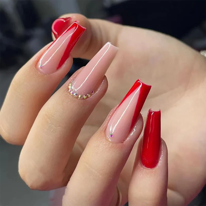 Elegante Lange Stiletto Press-On Nagelkunst