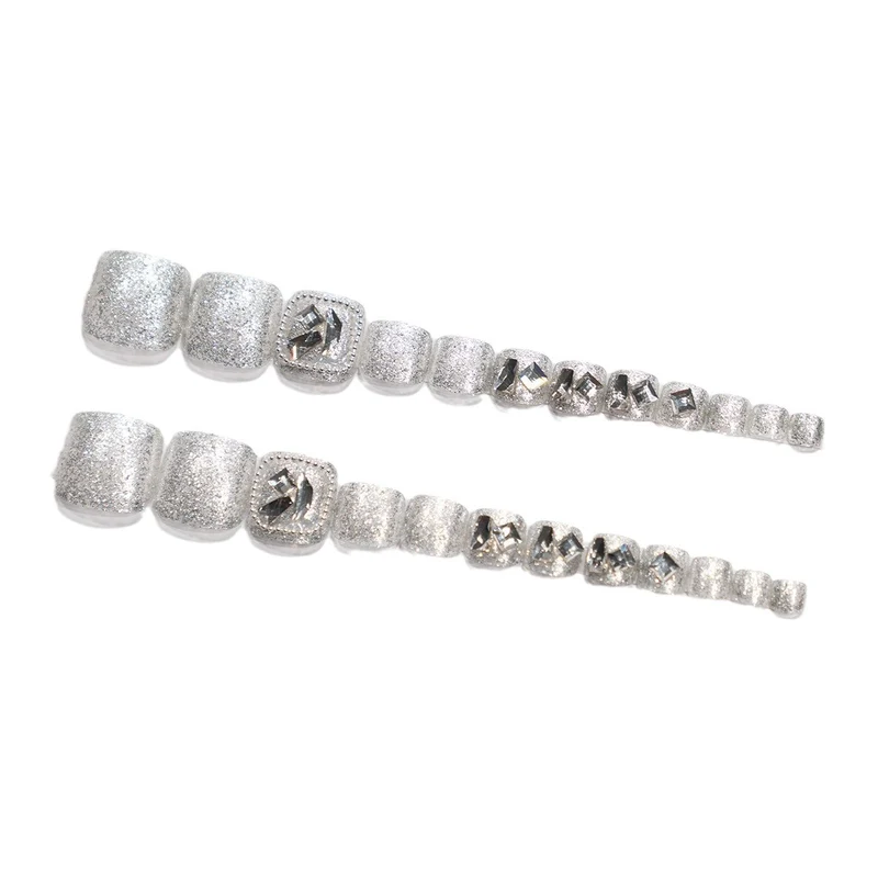Dekorative Strass Druck-On Zehennägel
