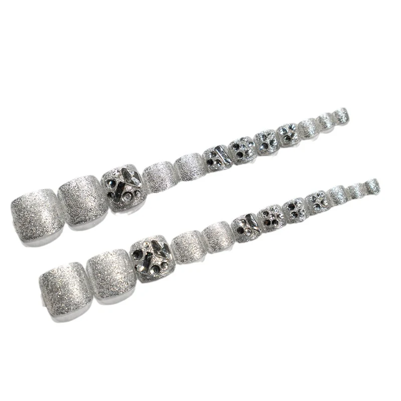 Dekorative Strass Druck-On Zehennägel
