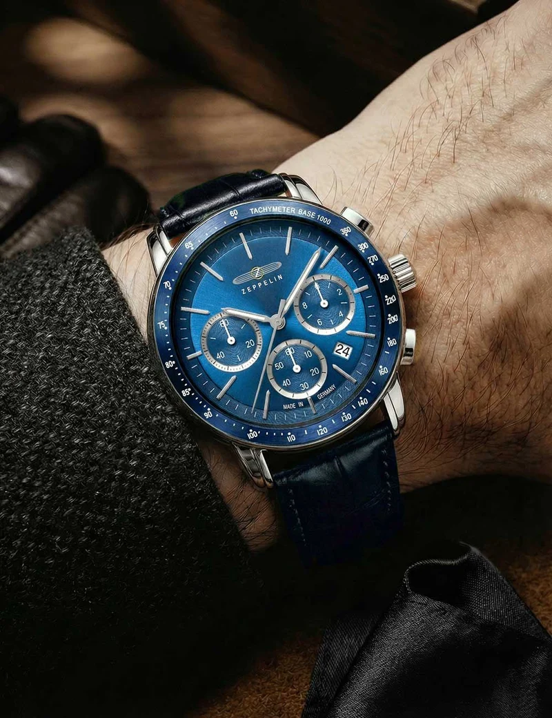 Zeppelin New York 8878-3 Herrenuhr Blau • Quarz-Chronograph • 5 ATM wasserdicht