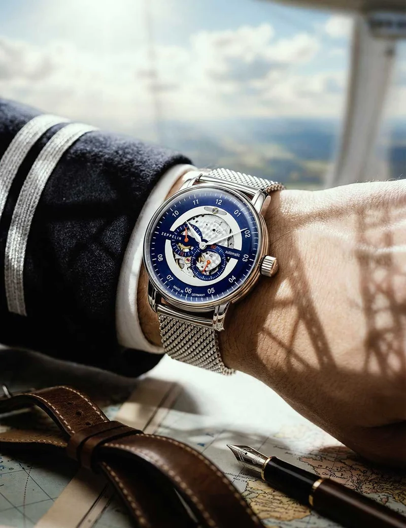 Zeppelin New Captains Line 8664M-3 Herrenuhr Blau • Automatikwerk • 5 ATM wasserdicht