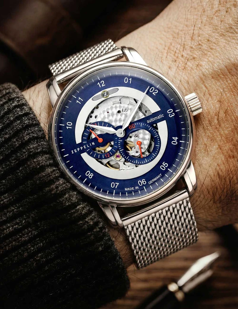 Zeppelin New Captains Line 8664M-3 Herrenuhr Blau • Automatikwerk • 5 ATM wasserdicht
