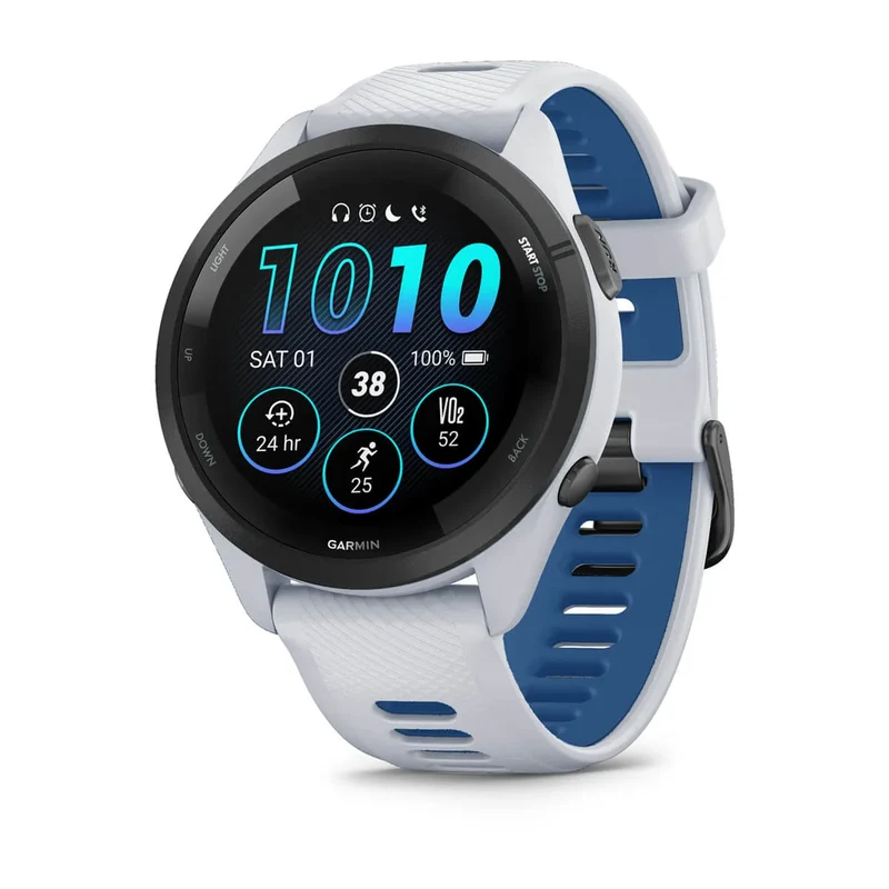 Garmin Forerunner 265 Weiss/Schwarz mit Schnellwechsel-Silikon-Armband