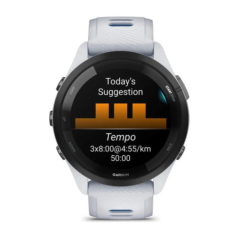 Garmin Forerunner 265 Weiss/Schwarz mit Schnellwechsel-Silikon-Armband