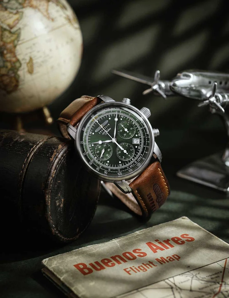 Zeppelin 8618-4 100 Jahre Zeppelin Herrenuhr Grün• Automatikwerk • Saphirglas
