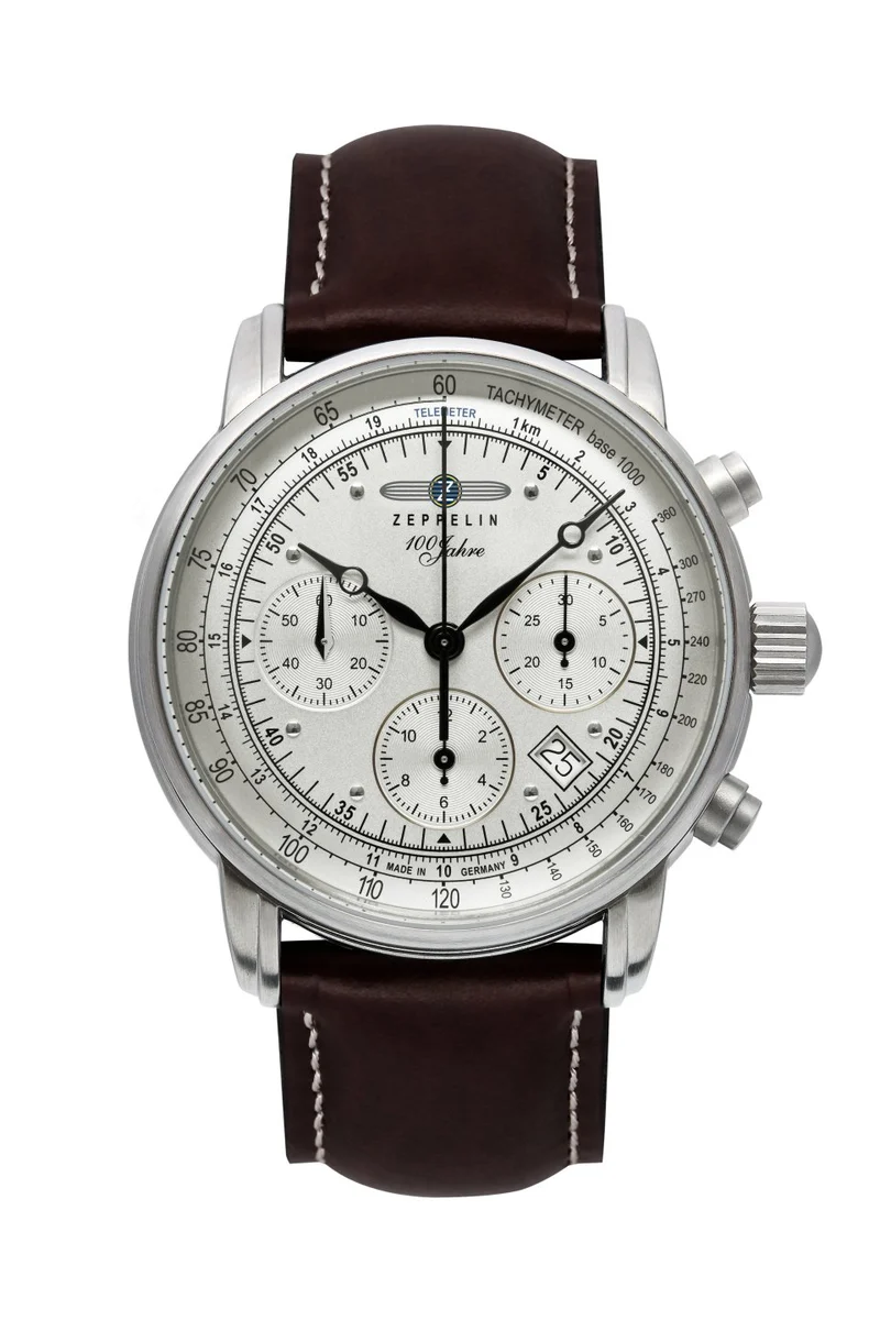 Zeppelin 100 Jahre Zeppelin 8618-1 Herren Armbanduhr Silber • Schweizer Automatik Sellita SW510 • Saphirglas