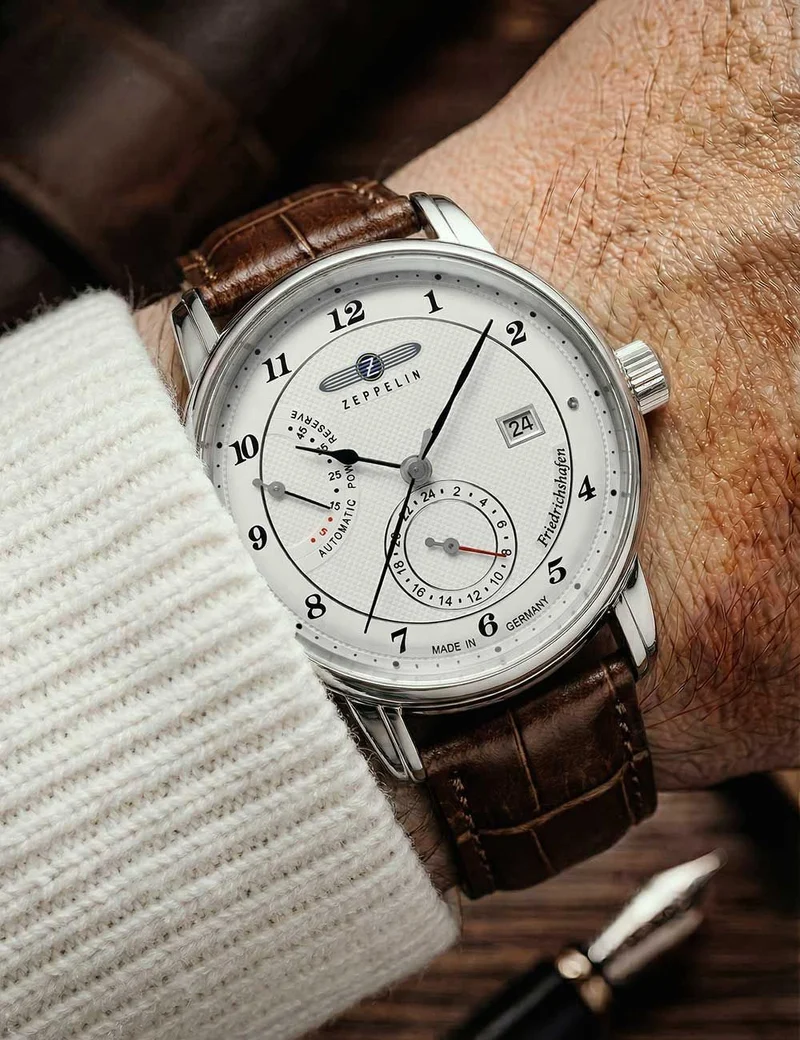 Zeppelin Friedrichshafen 8590-1 Herrenuhr Silber • Automatikwerk • 5 ATM wasserdicht