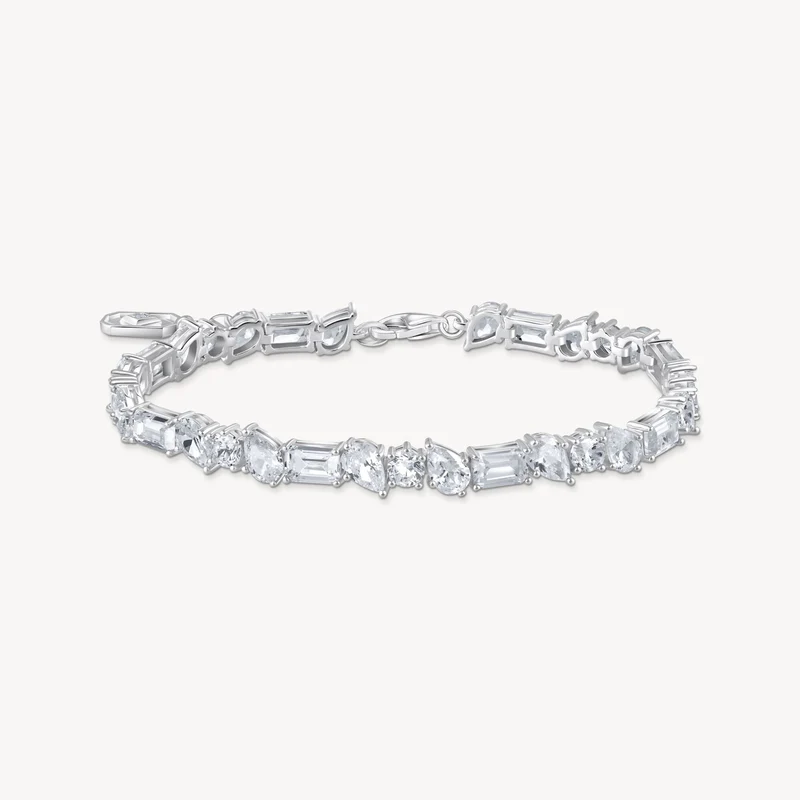 Thomas Sabo Armband Damen Tennisarmband mit 31 weißen Steinen Silber Weiß A2144-051-14