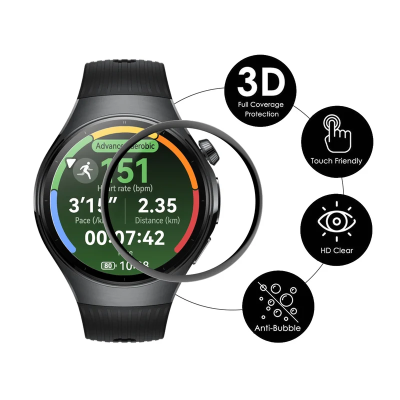 Huawei Watch 5 42mm Silikon 3D Gekrümmt Displayschutz