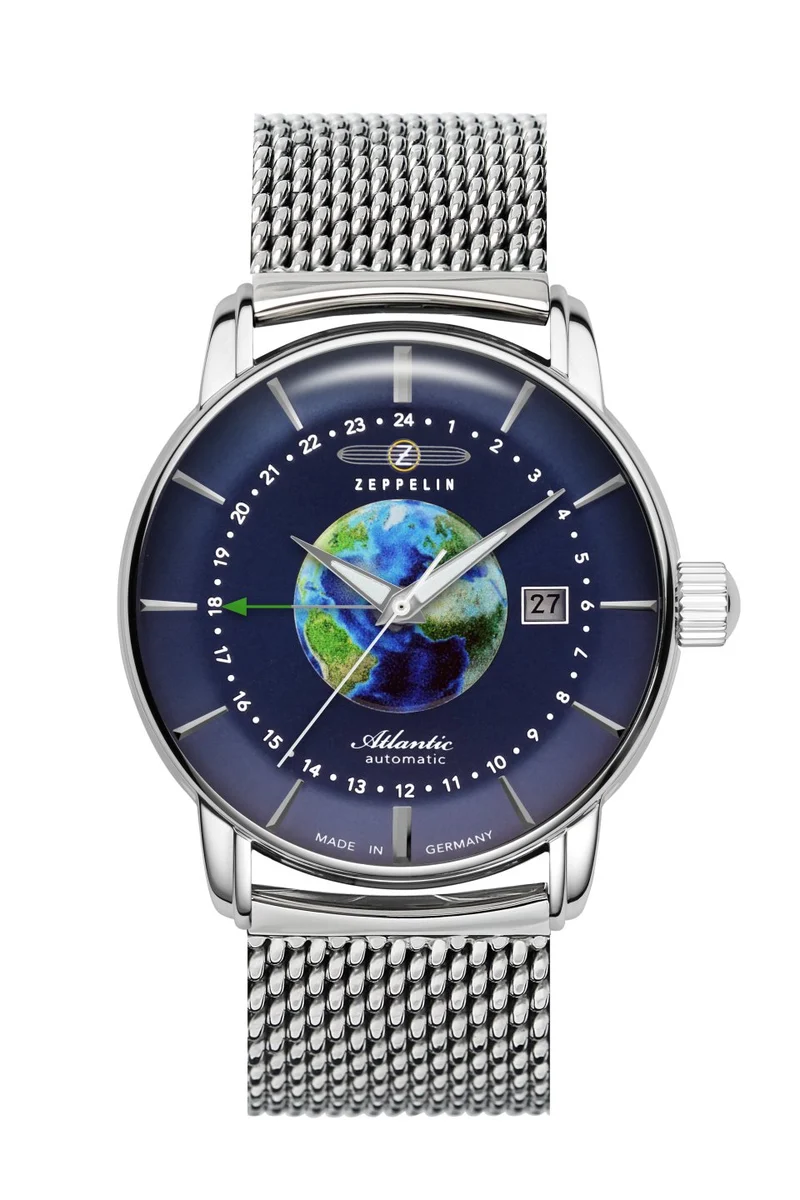 Zeppelin Atlantic 8468M3 Herren Armbanduhr Blau • Echte GMT-Funktion (Flyer-GMT) • Automatikwerk Miyota 9075