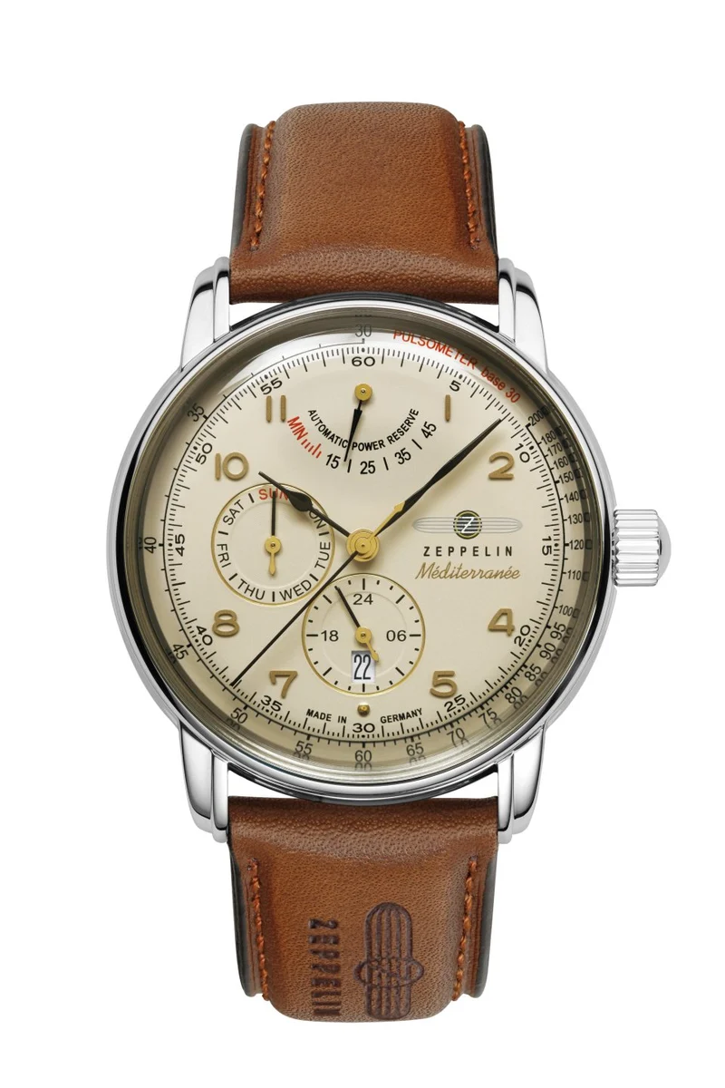 Zeppelin Méditerranée 9690-5 Herrenuhr Champagner • Automatikwerk Miyota 9110 • Mineralglas K1