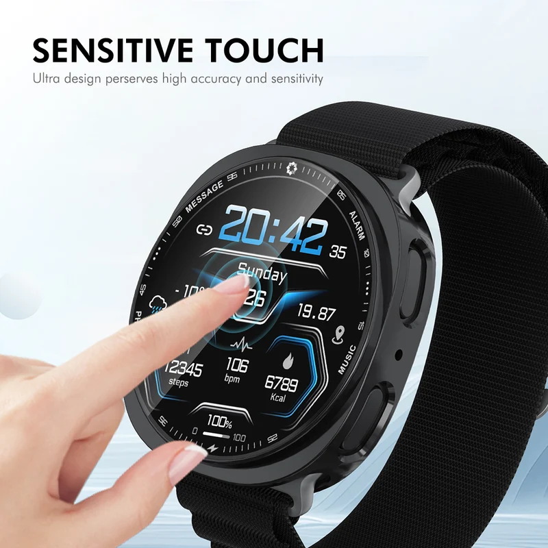 Absolut Gut Samsung Galaxy Watch8 44mm Hülle mit Displayschutz in Silikon