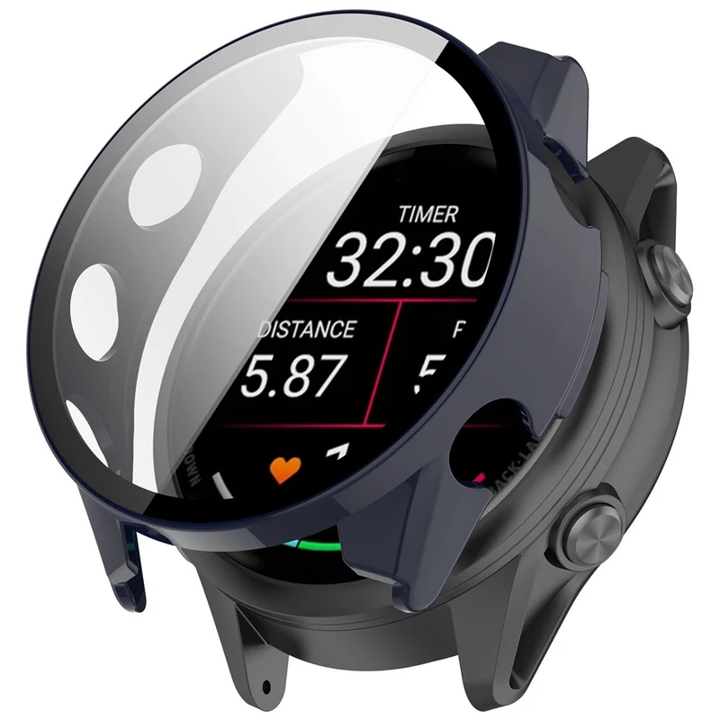 Auffallend Modisch Garmin Forerunner 570 42mm Hülle mit Displayschutz in Glas und Silikon