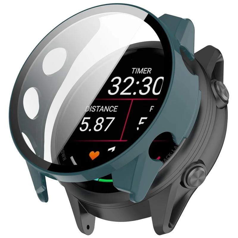 Auffallend Modisch Garmin Forerunner 570 42mm Hülle mit Displayschutz in Glas und Silikon