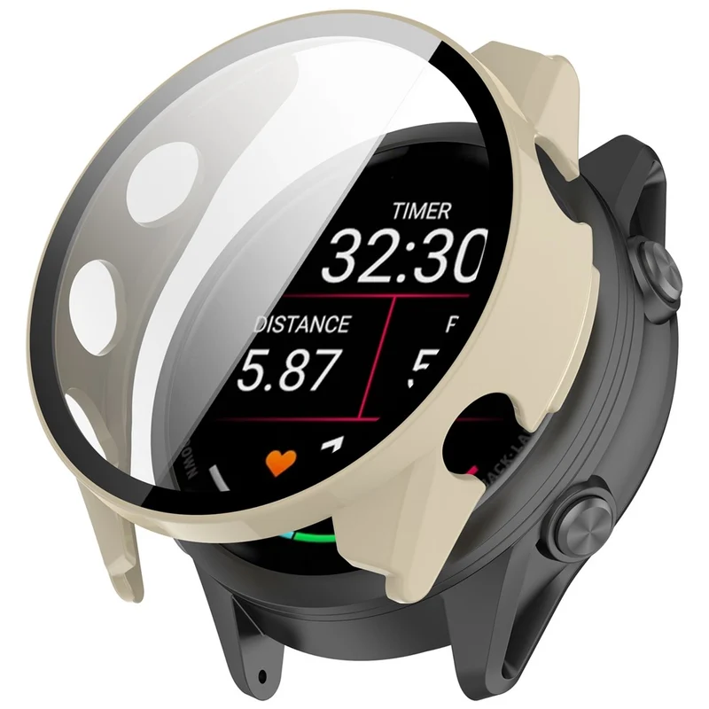 Auffallend Modisch Garmin Forerunner 570 42mm Hülle mit Displayschutz in Glas und Silikon