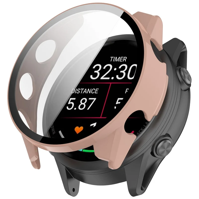 Auffallend Modisch Garmin Forerunner 570 42mm Hülle mit Displayschutz in Glas und Silikon