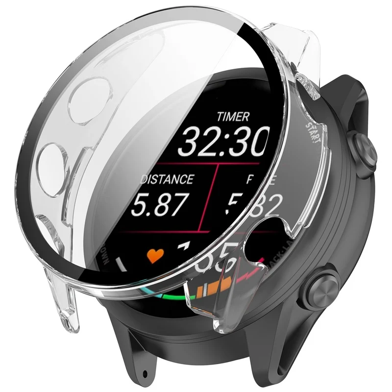 Super Stylisch Garmin Forerunner 570 47mm Hülle mit Displayschutz in Glas und Silikon