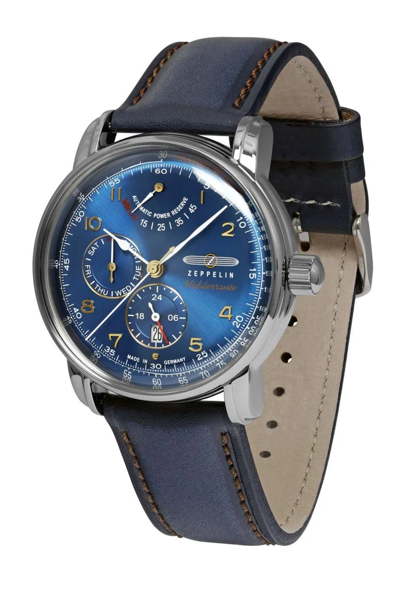 Zeppelin Méditerranée 9690-3 Herrenuhr Blau • Automatikwerk Citizen-Miyota 9110 • Mineralglas K1