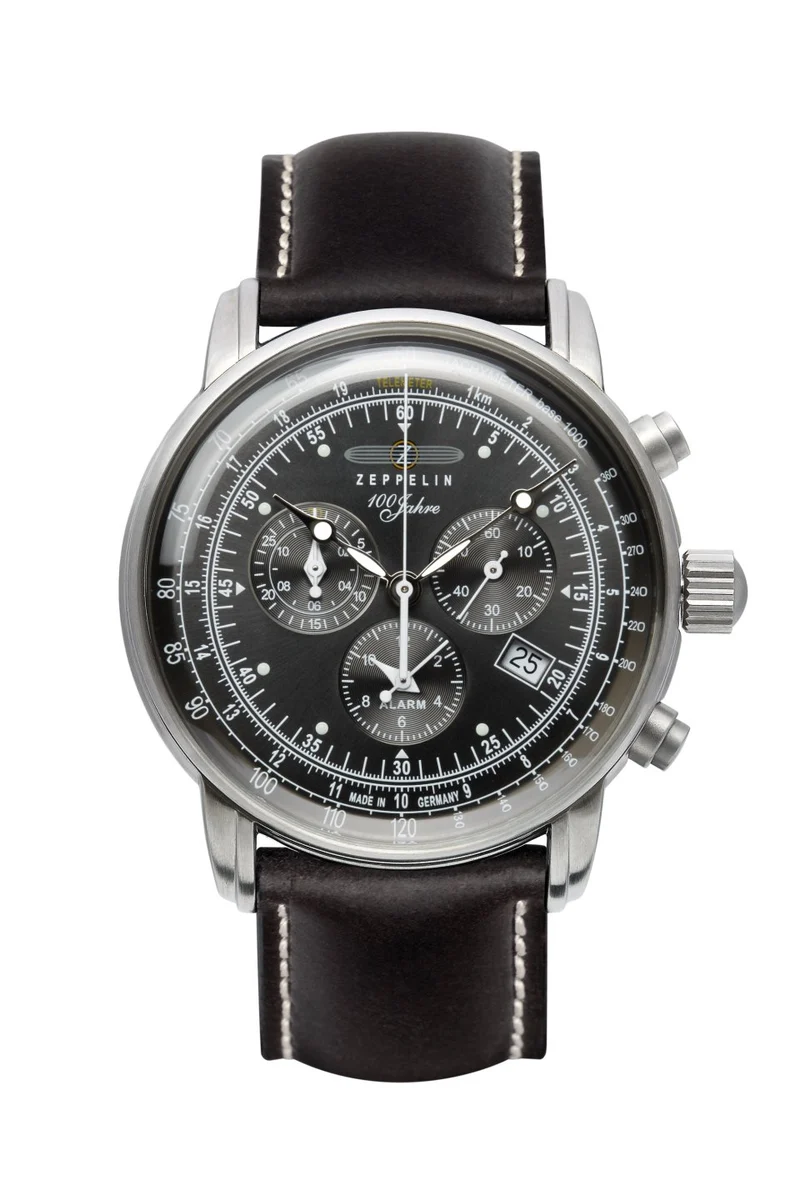 Zeppelin 100 Jahre Zeppelin 7680-2 Herrenuhr Schwarz • Schweizer Chronographenwerk • Made in Germany