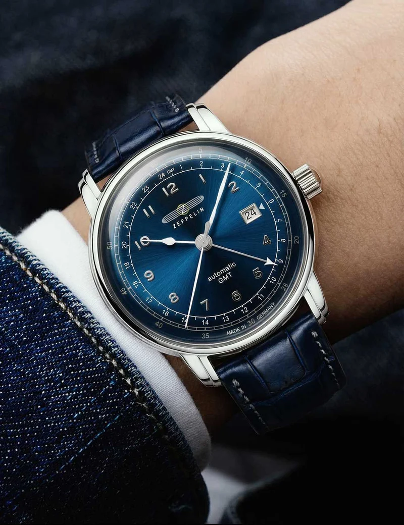 Zeppelin Los Angeles LZ126 7668-3 Herrenuhr Blau • Automatikwerk mit GMT • 5 ATM wasserdicht