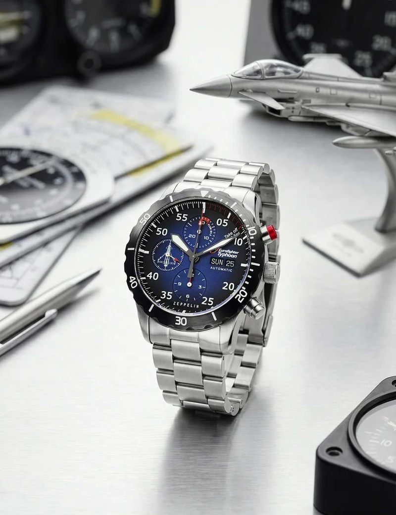Zeppelin Eurofighter Typhoon 7218M-3 Herrenuhr Blau • Automatikwerk • Limited Edition