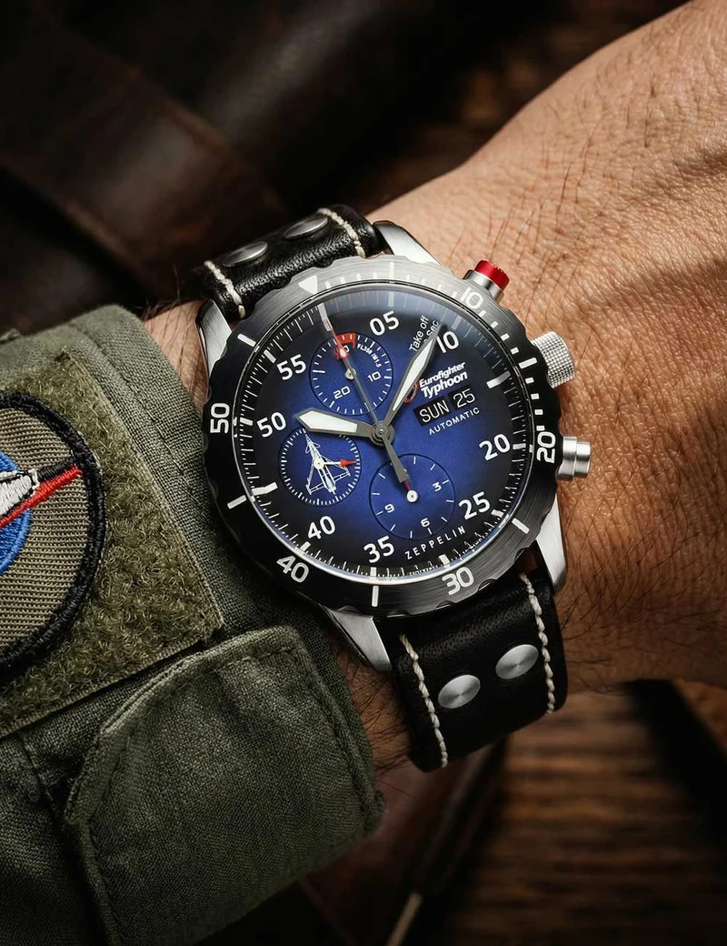 Zeppelin Eurofighter Typhoon 7218-3 Herrenuhr Blau • Automatikwerk • Limited Edition