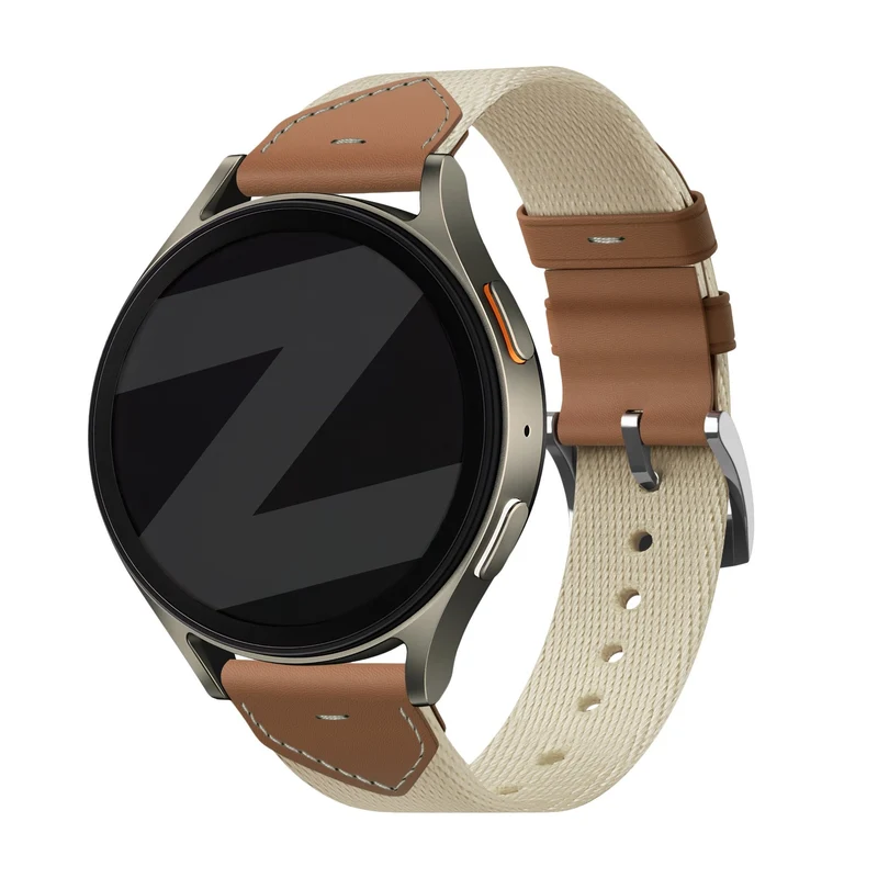 Bandz Zenwatch Venice Pro Leder Hybrid Armband 'Easy Fit' (Beige/Braun)